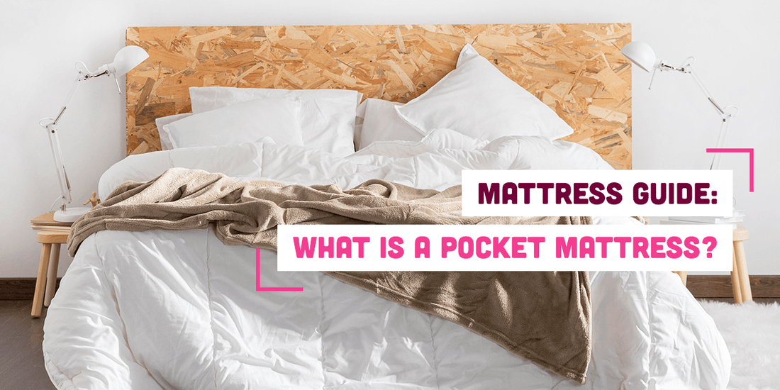 Unmade bed with text: what is a pocket mattress?