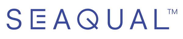 The SEAQUAL brand name is displayed in a clean, blue sans-serif font against a solid white background.